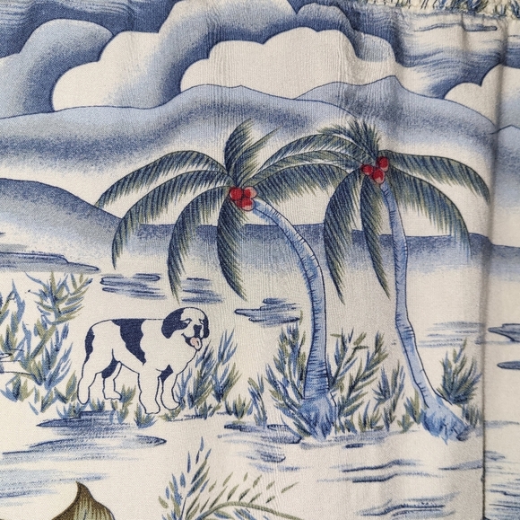 Big Dogs Hawaiian Style Shirt Size X Large Rayon Tropical Island Resortwear Palm - Picture 3 of 6